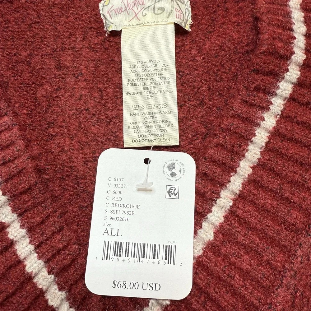 NEW‎ Free People All Star Stripe Poncho One Size Burgandy Stripes